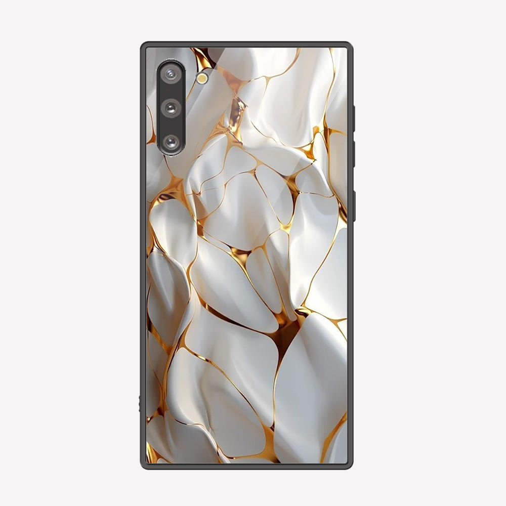 Samsung Galaxy Note 10 Cover - Luxury Gold Marble Series - Premium Printed Metal soft Bumper shock Proof Case