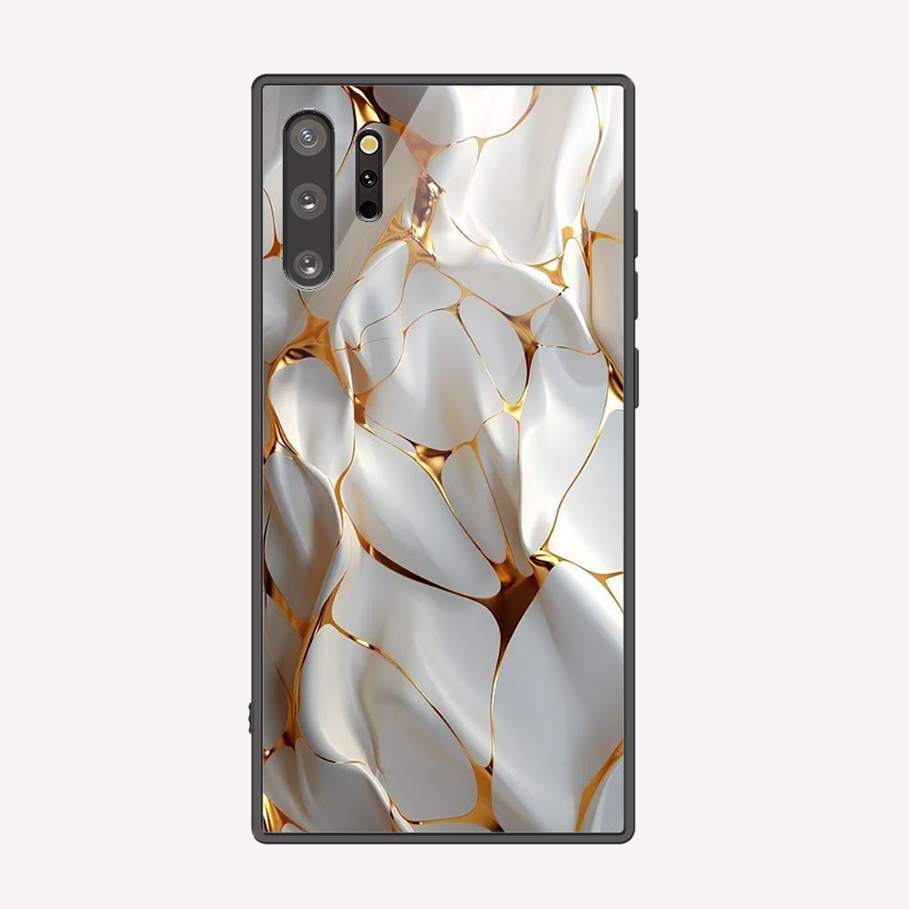 Samsung Galaxy Note 10 Plus Cover - Luxury Gold Marble Series - Premium Printed Metal soft Bumper shock Proof Case