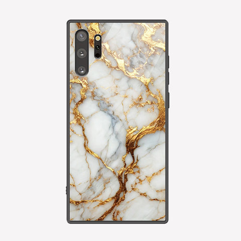 Samsung Galaxy Note 10 Plus Cover - Luxury Gold Marble Series - Premium Printed Metal soft Bumper shock Proof Case