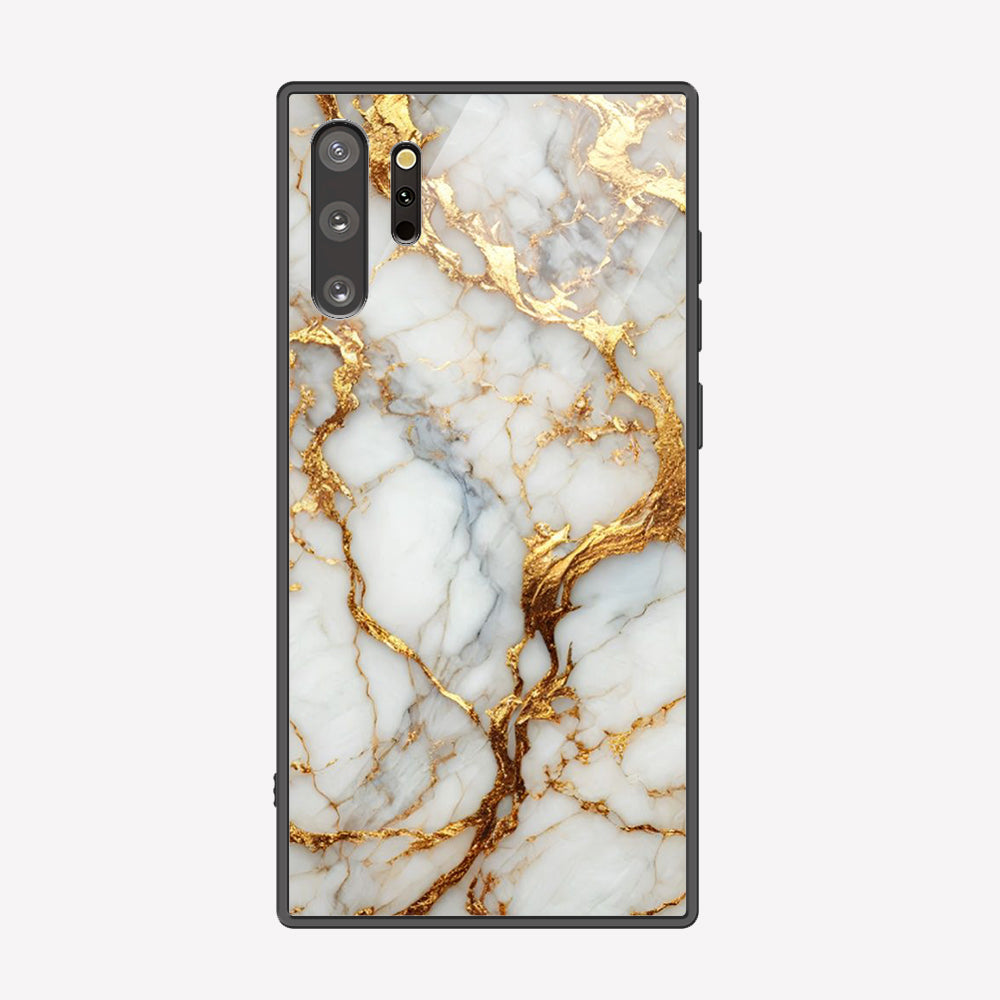 Samsung Galaxy Note 10 Plus Cover - Luxury Gold Marble Series - Premium Printed Metal soft Bumper shock Proof Case