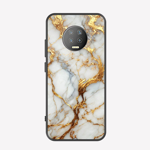 Infinix Note 7 Cover - Luxury Gold Marble Series - Premium Printed Metal soft Bumper shock Proof Case