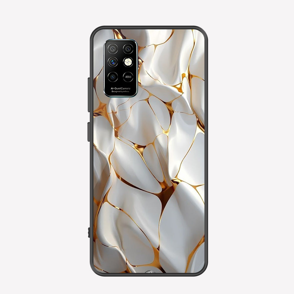 Infinix Note 8i Cover - Luxury Gold Marble Series - Premium Printed Metal soft Bumper shock Proof Case