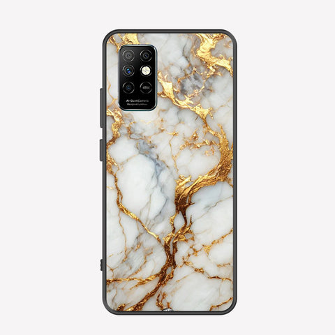 Infinix Note 8i Cover - Luxury Gold Marble Series - Premium Printed Metal soft Bumper shock Proof Case