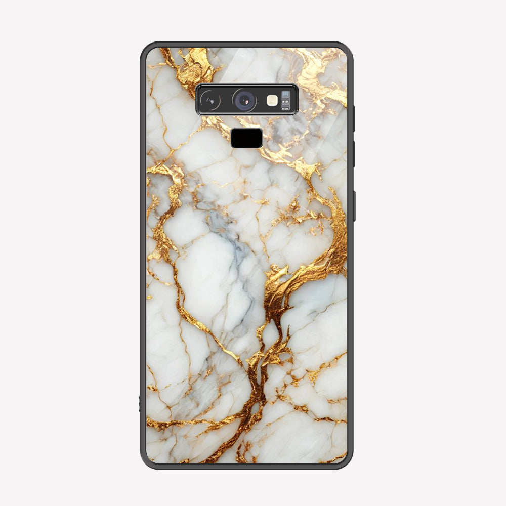 Samsung Galaxy Note 9 Cover - Luxury Gold Marble Series - Premium Printed Metal soft Bumper shock Proof Case