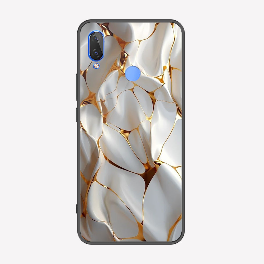 Huawei Nova 3i / P Smart Plus Cover - Luxury Gold Marble Series - Premium Printed Metal soft Bumper shock Proof Case