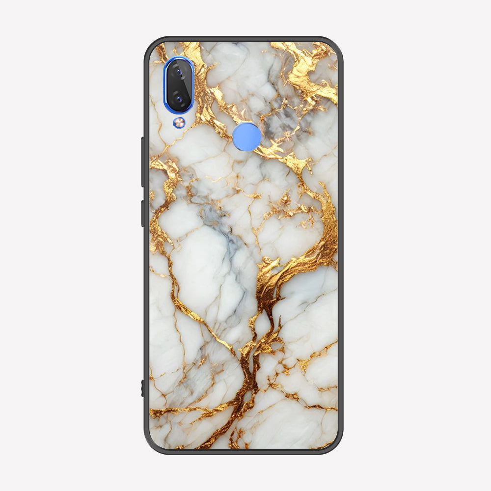Huawei Nova 3i / P Smart Plus Cover - Luxury Gold Marble Series - Premium Printed Metal soft Bumper shock Proof Case
