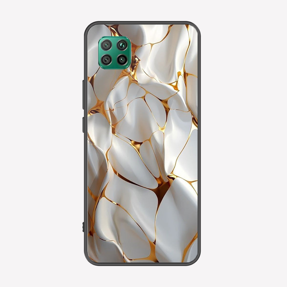 Huawei Nova 7i Cover - Luxury Gold Marble Series - Premium Printed Metal soft Bumper shock Proof Case
