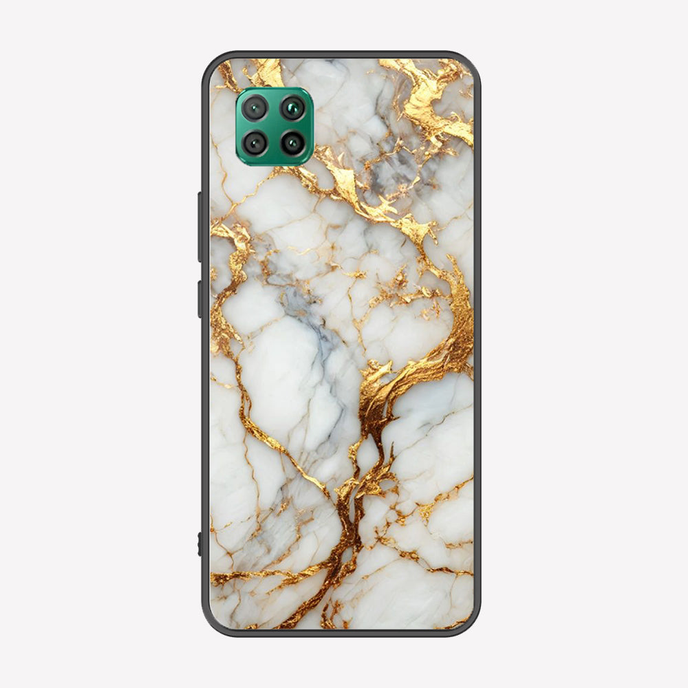Huawei Nova 7i Cover - Luxury Gold Marble Series - Premium Printed Metal soft Bumper shock Proof Case