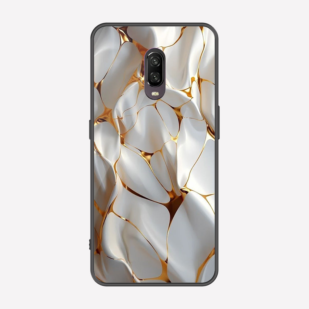 OnePlus 6T Cover - Luxury Gold Marble Series - Premium Printed Metal soft Bumper shock Proof Case