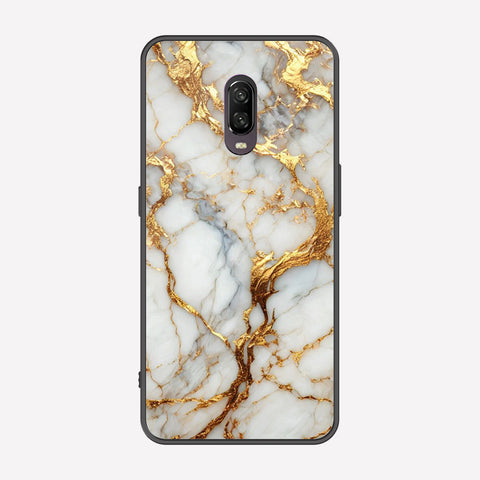 OnePlus 6T Cover - Luxury Gold Marble Series - Premium Printed Metal soft Bumper shock Proof Case