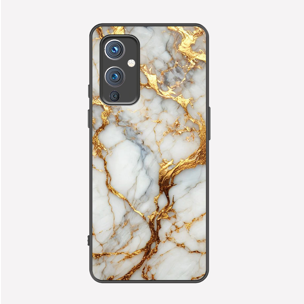 OnePlus 9 Cover - Luxury Gold Marble Series - Premium Printed Metal soft Bumper shock Proof Case