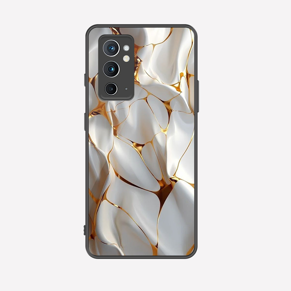 OnePlus 9RT 5G Cover - Luxury Gold Marble Series - Premium Printed Metal soft Bumper shock Proof Case