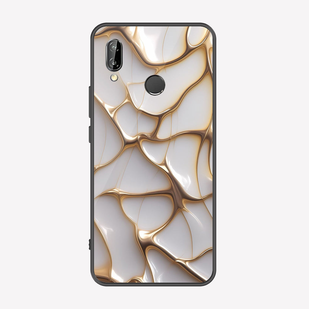 Huawei P20 Lite Cover - Luxury Gold Marble Series - Premium Printed Metal soft Bumper shock Proof Case