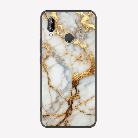 Huawei P20 Lite Cover - Luxury Gold Marble Series - Premium Printed Metal soft Bumper shock Proof Case