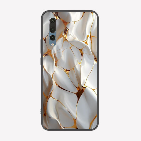 Huawei P20 Pro Cover - Luxury Gold Marble Series - Premium Printed Metal soft Bumper shock Proof Case
