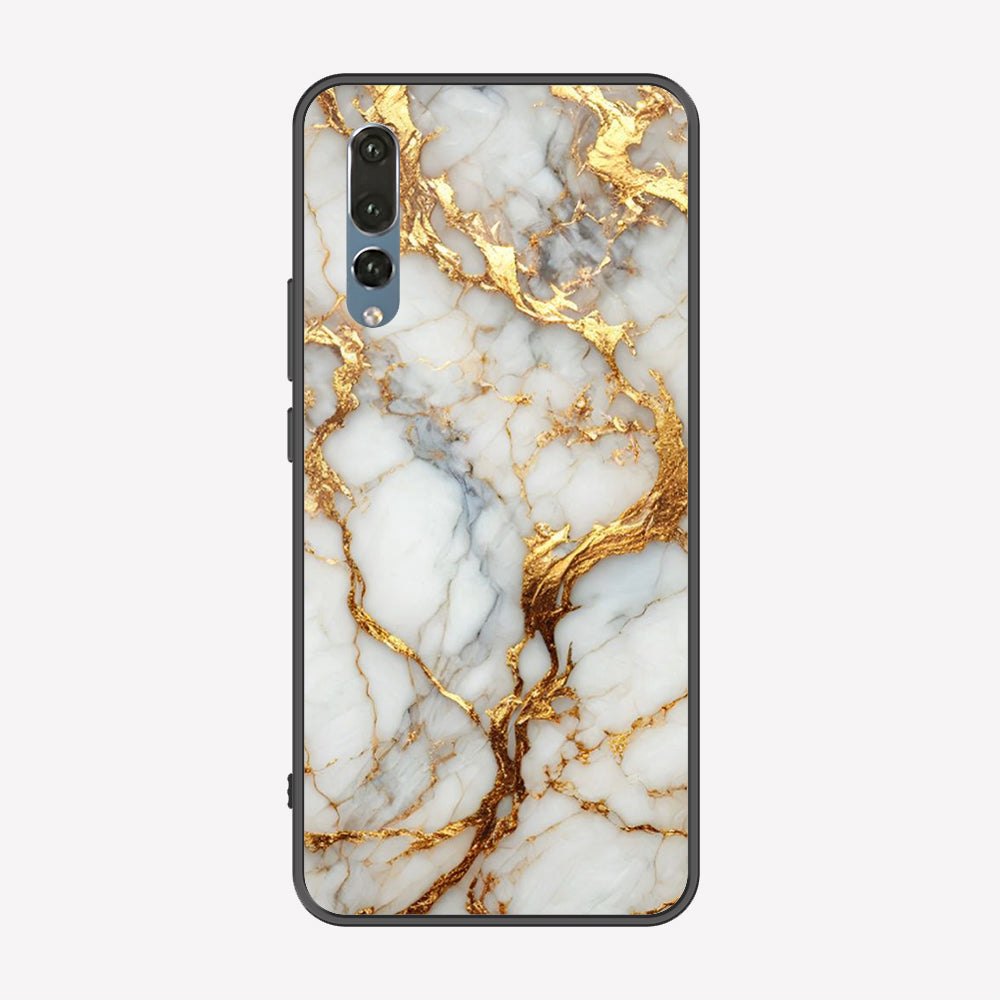 Huawei P20 Pro Cover - Luxury Gold Marble Series - Premium Printed Metal soft Bumper shock Proof Case