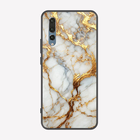 Huawei P20 Pro Cover - Luxury Gold Marble Series - Premium Printed Metal soft Bumper shock Proof Case