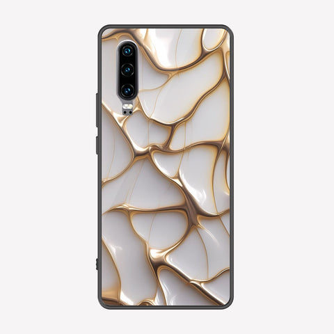 Huawei P30 Cover - Luxury Gold Marble Series - Premium Printed Metal soft Bumper shock Proof Case