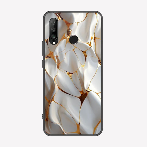 Huawei P30 lite Cover - Luxury Gold Marble Series - Premium Printed Metal soft Bumper shock Proof Case