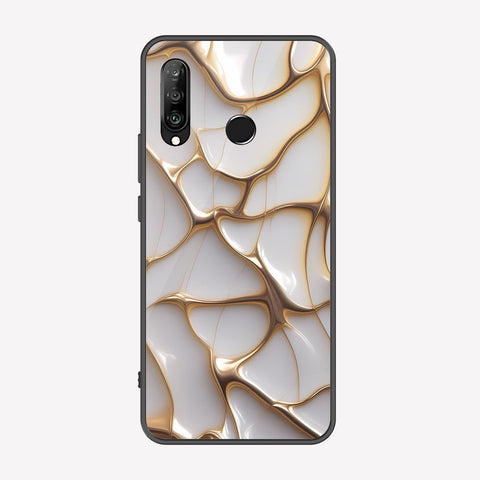 Huawei P30 lite Cover - Luxury Gold Marble Series - Premium Printed Metal soft Bumper shock Proof Case