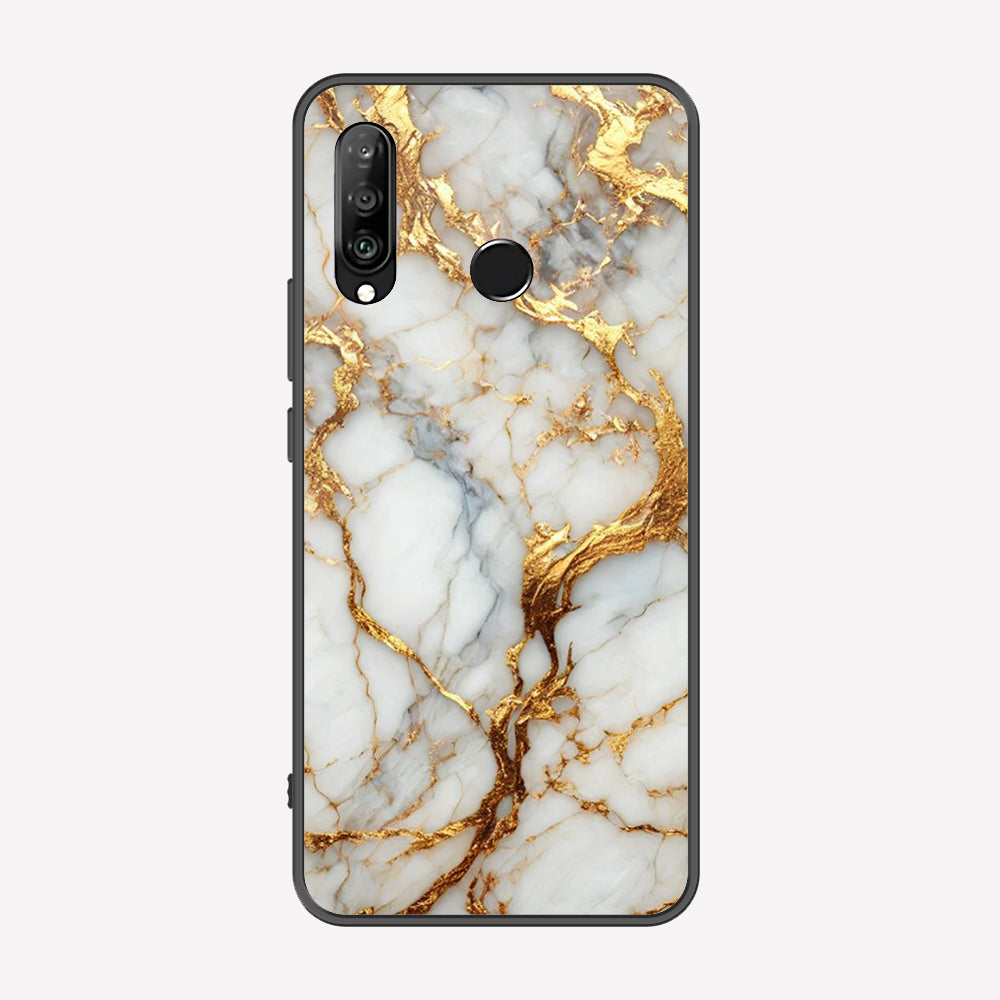 Huawei P30 lite Cover - Luxury Gold Marble Series - Premium Printed Metal soft Bumper shock Proof Case