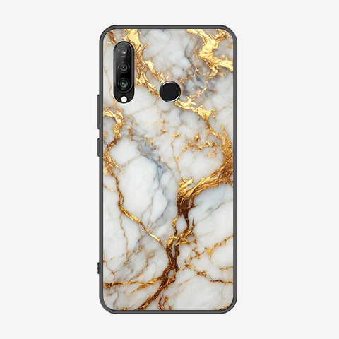 Huawei P30 lite Cover - Luxury Gold Marble Series - Premium Printed Metal soft Bumper shock Proof Case