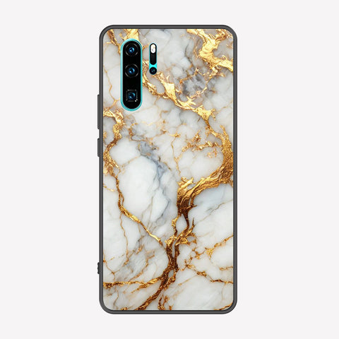 Huawei P30 Pro Cover - Luxury Gold Marble Series - Premium Printed Metal soft Bumper shock Proof Case