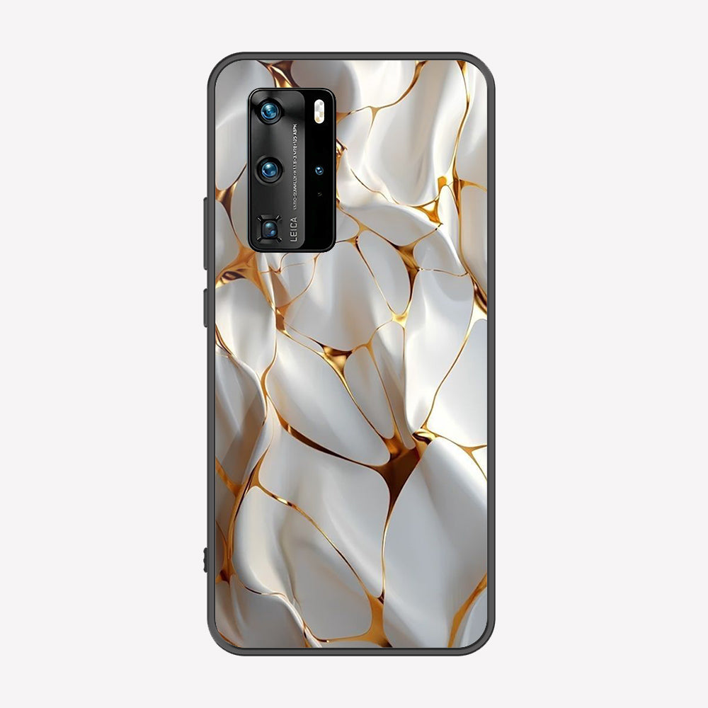 Huawei P40 Pro  Cover - Luxury Gold Marble Series - Premium Printed Metal soft Bumper shock Proof Case