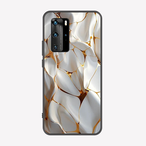 Huawei P40 Pro  Cover - Luxury Gold Marble Series - Premium Printed Metal soft Bumper shock Proof Case