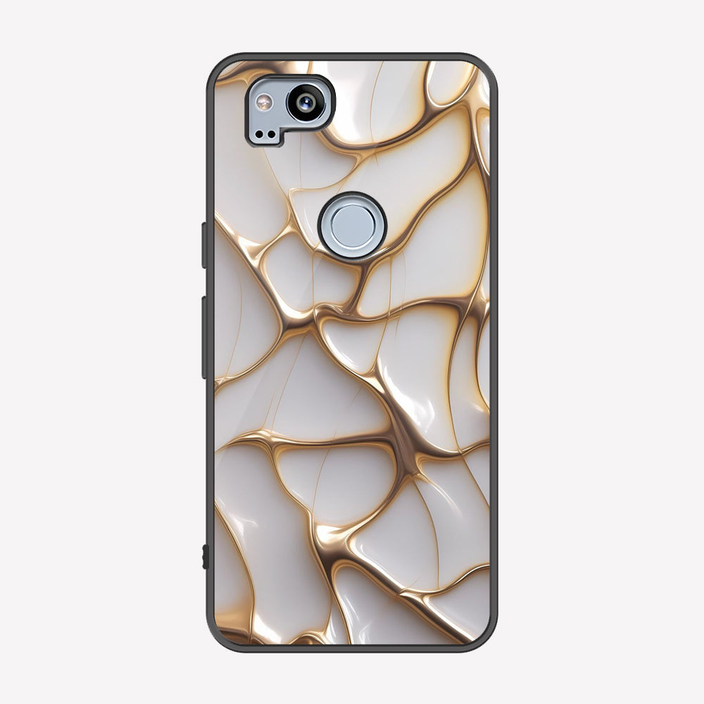 Google Pixel 2 Cover - Luxury Gold Marble Series - Premium Printed Metal soft Bumper shock Proof Case