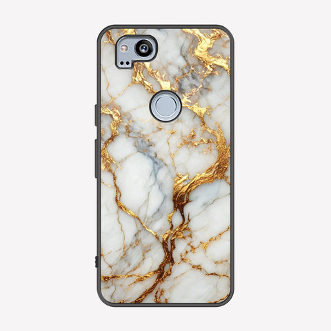 Google Pixel 2 Cover - Luxury Gold Marble Series - Premium Printed Metal soft Bumper shock Proof Case