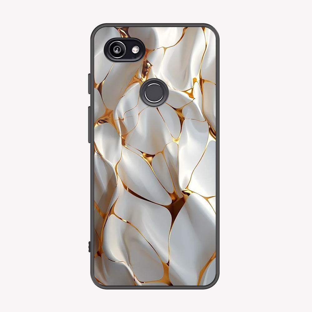 Google Pixel 2 XL Cover - Luxury Gold Marble Series - Premium Printed Metal soft Bumper shock Proof Case