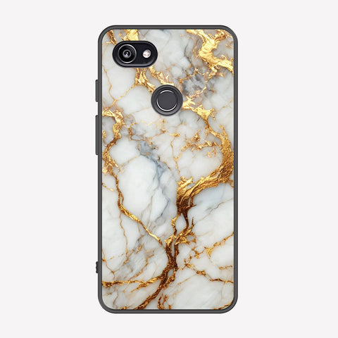 Google Pixel 2 XL Cover - Luxury Gold Marble Series - Premium Printed Metal soft Bumper shock Proof Case