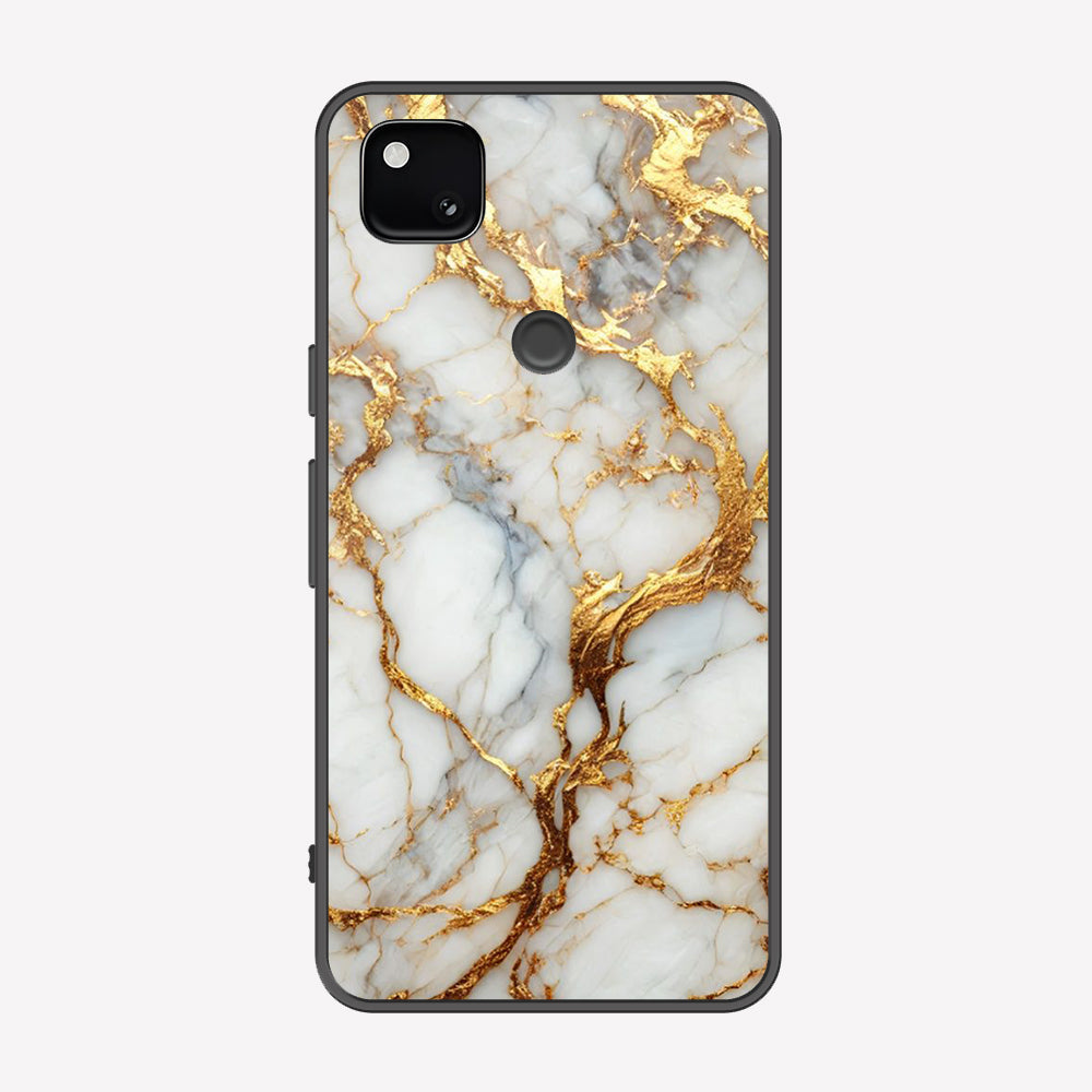 Google Pixel 4a 4G Cover - Luxury Gold Marble Series - Premium Printed Metal soft Bumper shock Proof Case