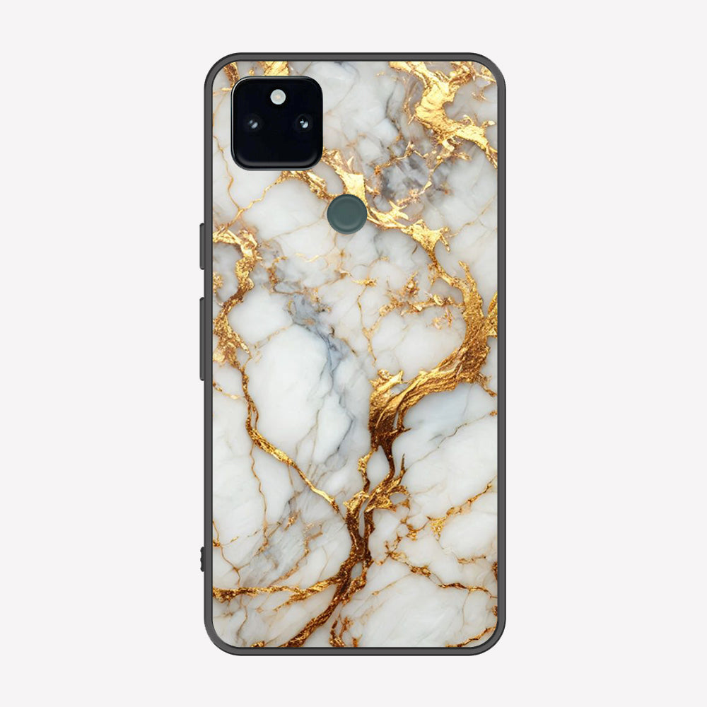 Google Pixel 5a 5G Cover - Luxury Gold Marble Series - Premium Printed Metal soft Bumper shock Proof Case