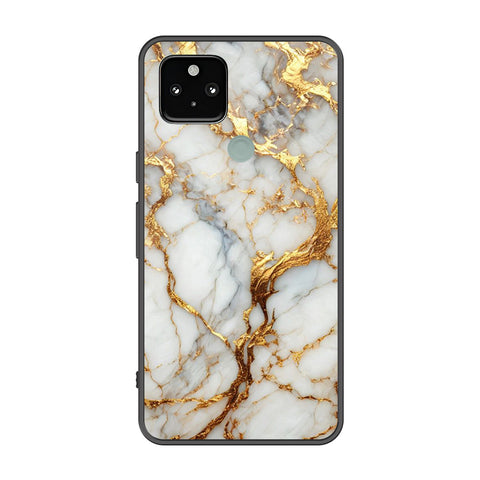 Google Pixel 4a 5G Cover - Luxury Gold Marble Series - Premium Printed Metal soft Bumper shock Proof Case