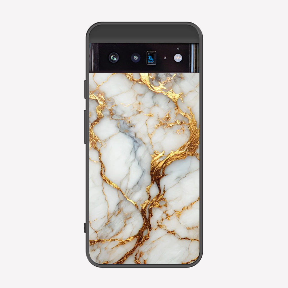 Google Pixel 6 Cover - Luxury Gold Marble Series - Premium Printed Metal soft Bumper shock Proof Case