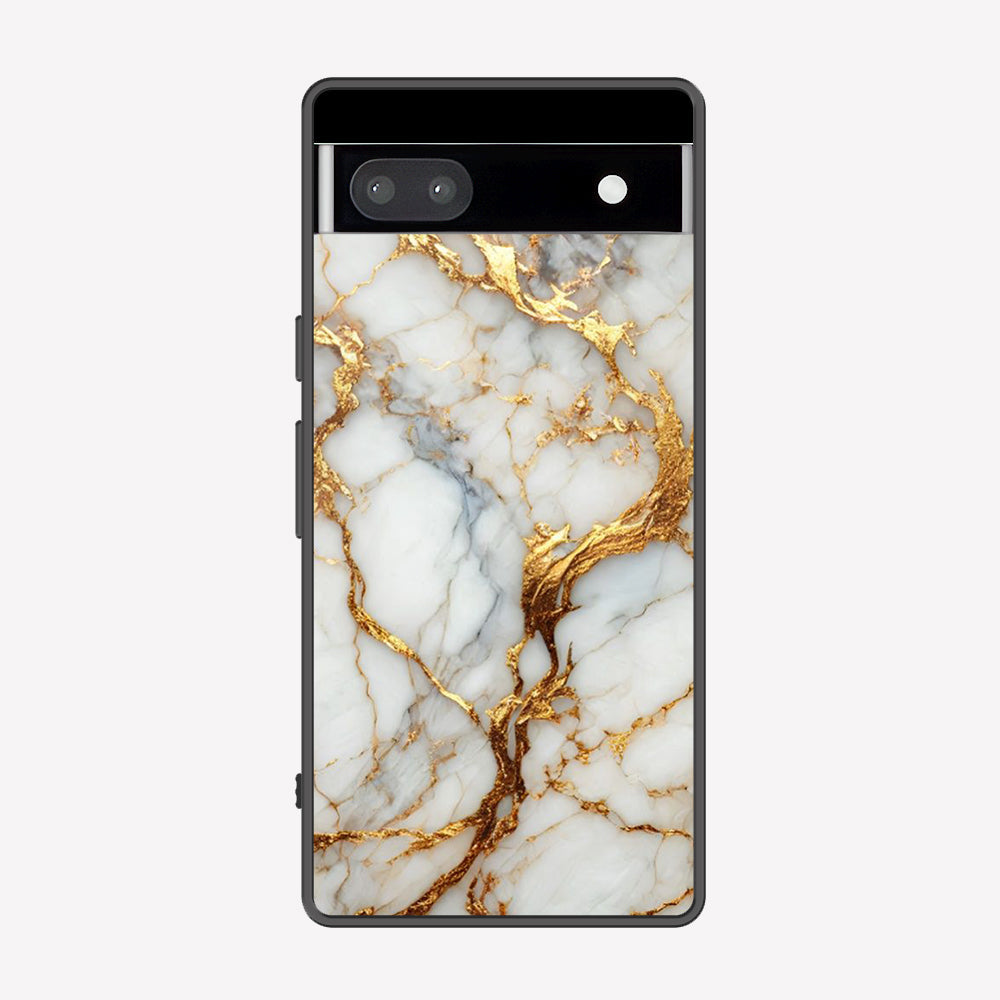 Google Pixel 6a Cover - Luxury Gold Marble Series - Premium Printed Metal soft Bumper shock Proof Case