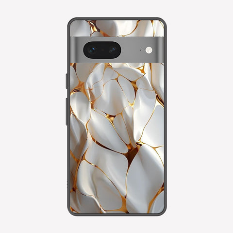Google Pixel 7 Cover - Luxury Gold Marble Series - Premium Printed Metal soft Bumper shock Proof Case