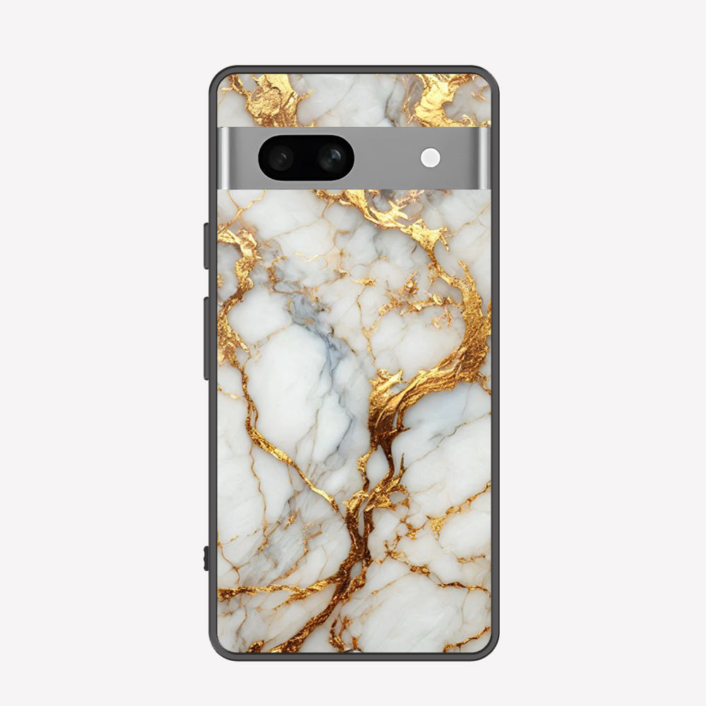 Google Pixel 7a Cover - Luxury Gold Marble Series - Premium Printed Metal soft Bumper shock Proof Case