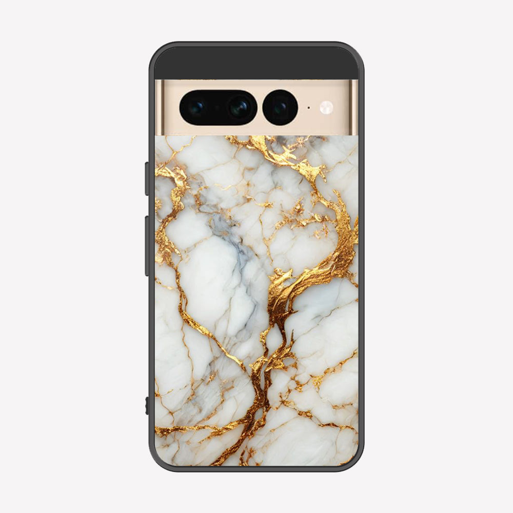 Google Pixel 7 Pro Cover - Luxury Gold Marble Series - Premium Printed Metal soft Bumper shock Proof Case