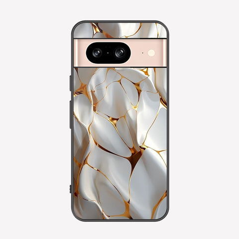 Google Pixel 8 Cover - Luxury Gold Marble Series - Premium Printed Metal soft Bumper shock Proof Case
