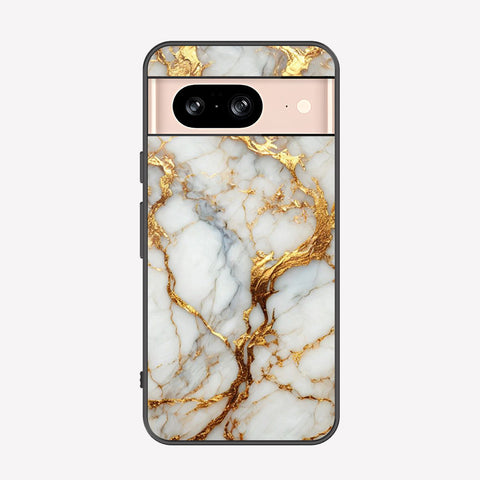 Google Pixel 8 Cover - Luxury Gold Marble Series - Premium Printed Metal soft Bumper shock Proof Case
