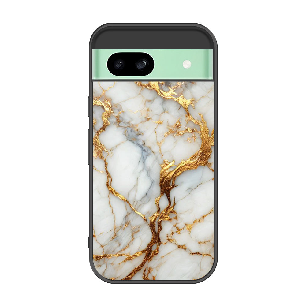 Google Pixel 8a Cover - Luxury Gold Marble Series - Premium Printed Metal soft Bumper shock Proof Case