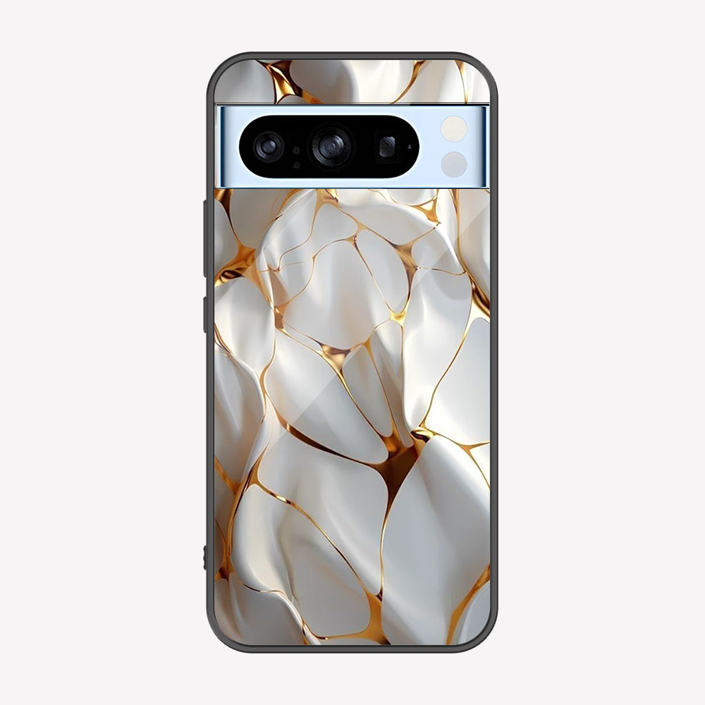 Google Pixel 8 Pro Cover - Luxury Gold Marble Series - Premium Printed Metal soft Bumper shock Proof Case