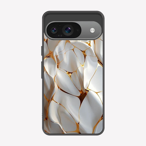 Google Pixel 9 Cover - Luxury Gold Marble Series - Premium Printed Metal soft Bumper shock Proof Case