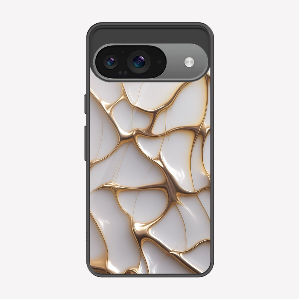 Google Pixel 9 Cover - Luxury Gold Marble Series - Premium Printed Metal soft Bumper shock Proof Case