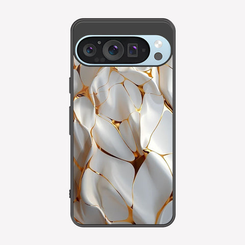 Google Pixel 9 Pro XL Cover - Luxury Gold Marble Series - Premium Printed Metal soft Bumper shock Proof Case