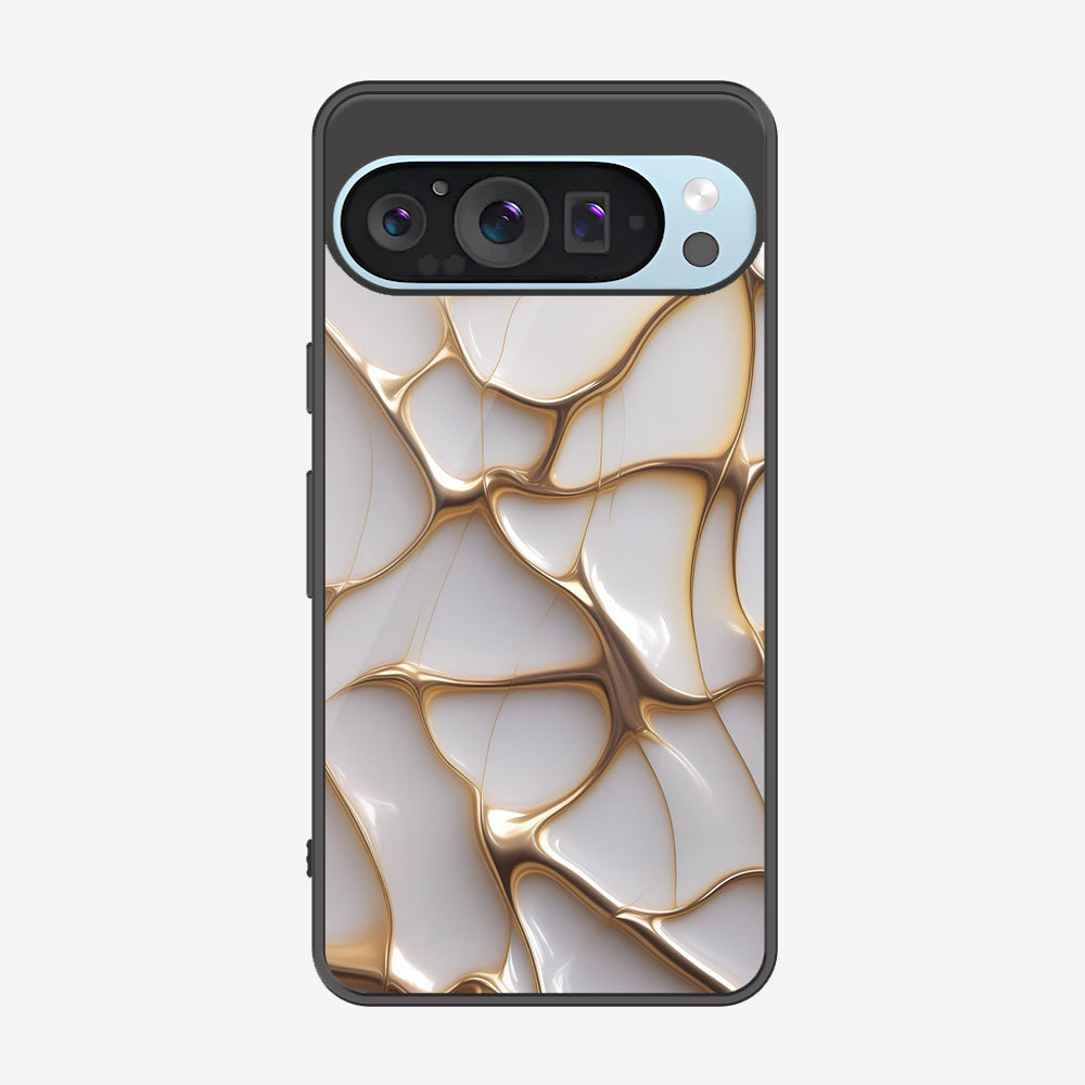 Google Pixel 9 Pro Cover - Luxury Gold Marble Series - Premium Printed Metal soft Bumper shock Proof Case