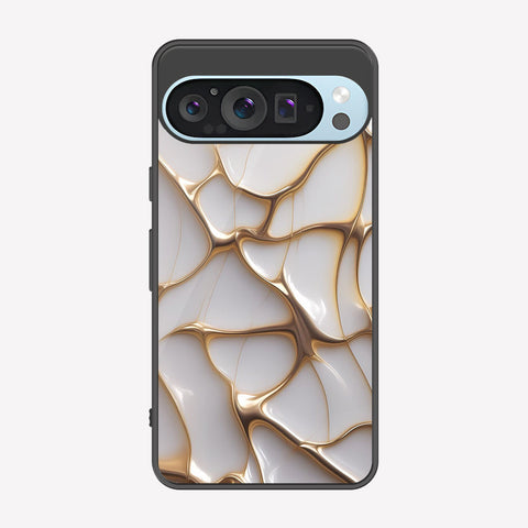 Google Pixel 9 Pro Cover - Luxury Gold Marble Series - Premium Printed Metal soft Bumper shock Proof Case